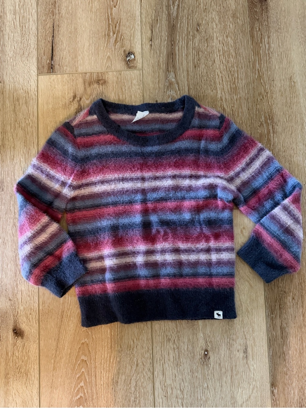 abercrombie kids | Navy, Pink and Gray Striped Crewneck Sweater | soft | 5/6
